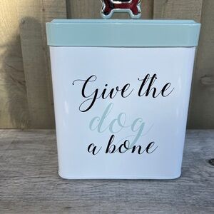 White and Blue Dog Treat Tin
